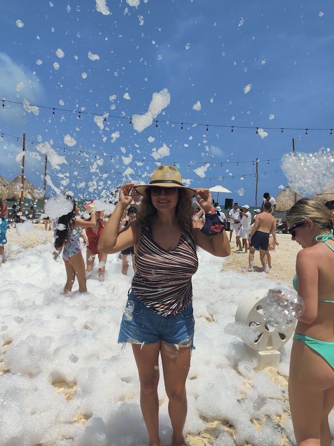 picture of a woman at a foam party