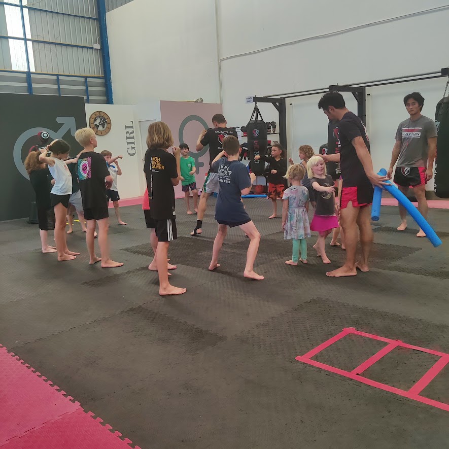 picture of a group of children in a gym