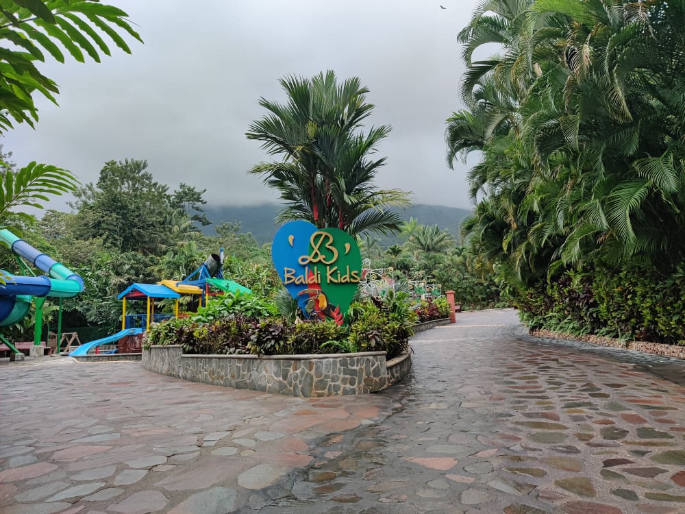 picture of a small waterpark surrounded by tropical vegetation