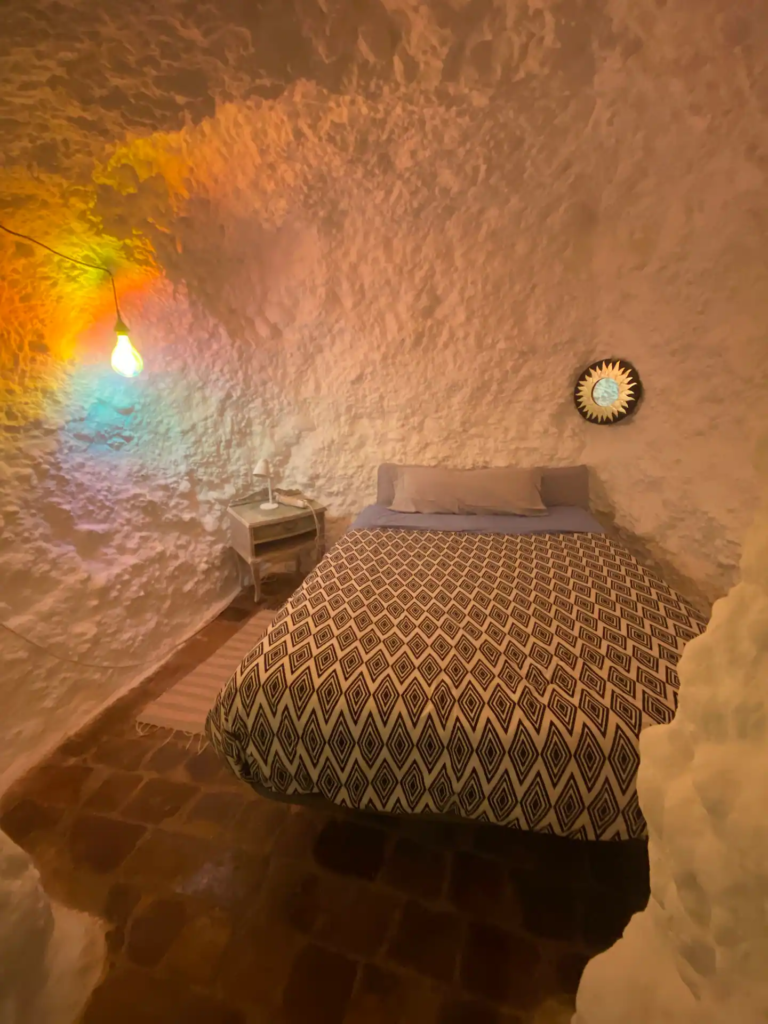bedroom in cave house